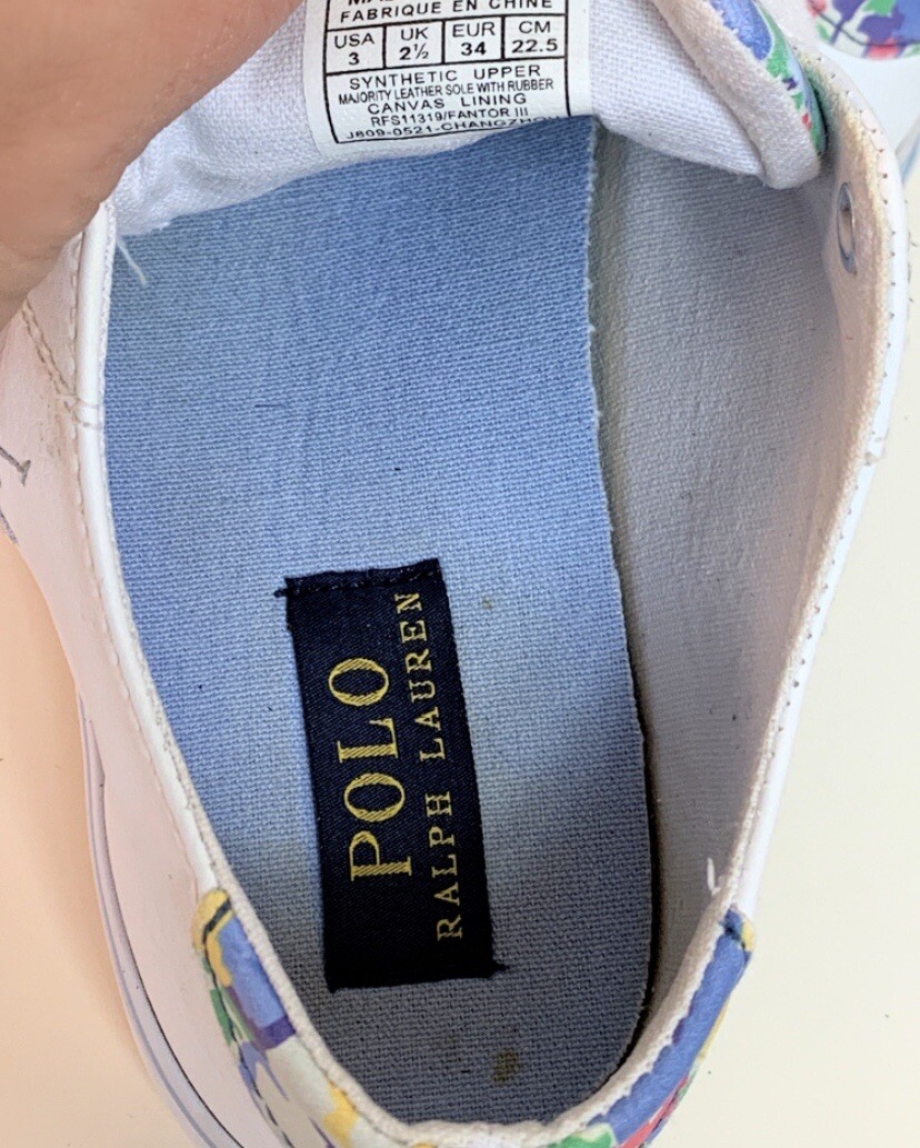 Polo Ralph Lauren scarpe da ginnastica Fantor bambina taglia 3 pony floreali