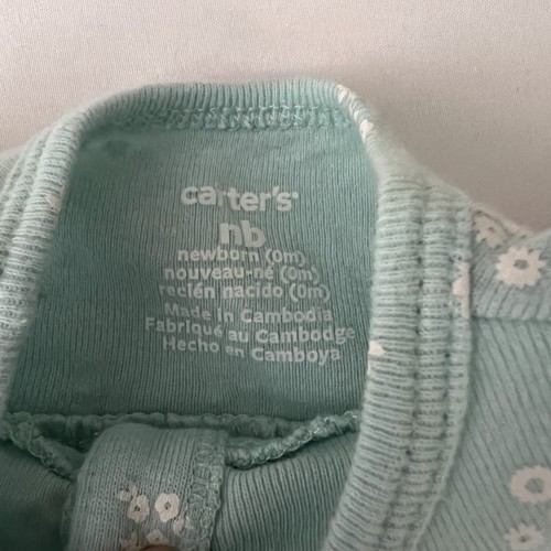 CARTERS One Piece Body Suits NB Baby Girl 3 Rompers Jumpsuits Peplum Cap Sleeve - Picture 6 of 12