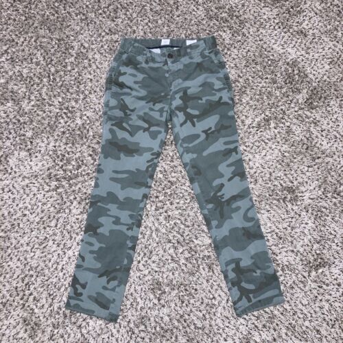 GAP Pants Girlfriend Chino Green Camo Rolled Cuff Mid Rise Ankle Length Sz 00 - Picture 1 of 3