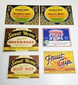 6 Sanitary Bottling Works Labels Indiana Harbor, Indiana