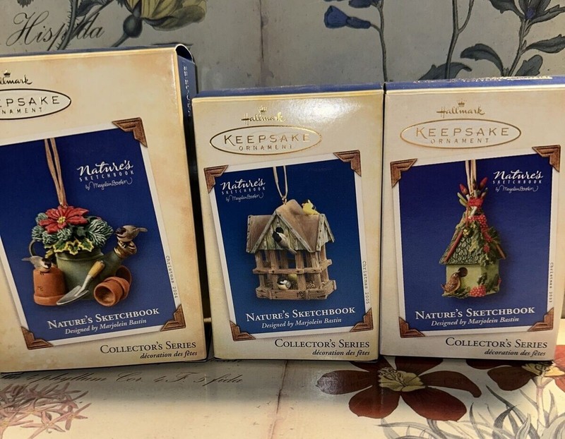Hallmark Keepsake Ornament Lot of 3: Natures Sketchbook 2003, 2004, 2005