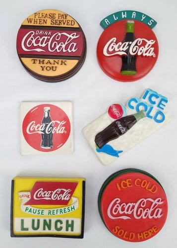 Vintage Coca Cola Magnets Coke Refrigerator Lot of 6