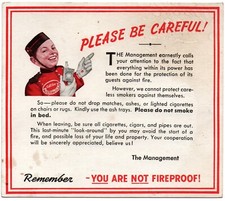 Vintage Hotel Sign , Unique Phillip Morris Cigarettes , Don't Smoke in Bed