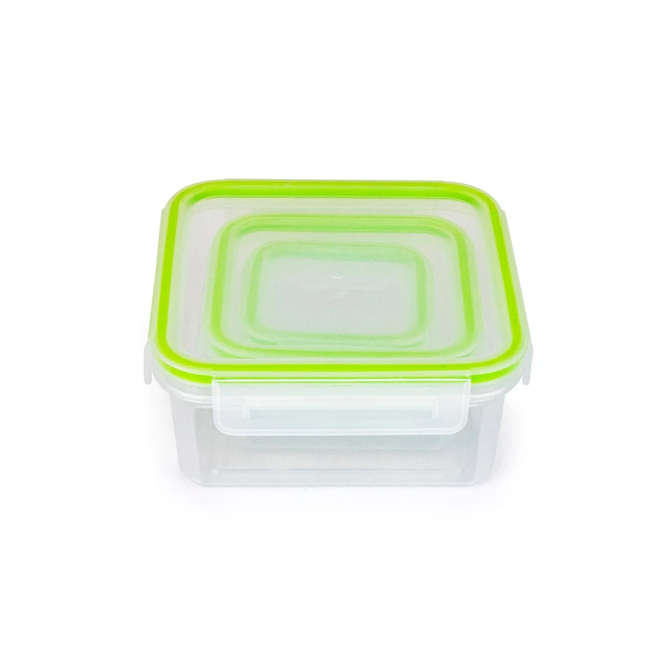 6-Piece Square Food Storage Container Set Click-and-Lock Lids BPA-Free Microwave - Image 2 of 4