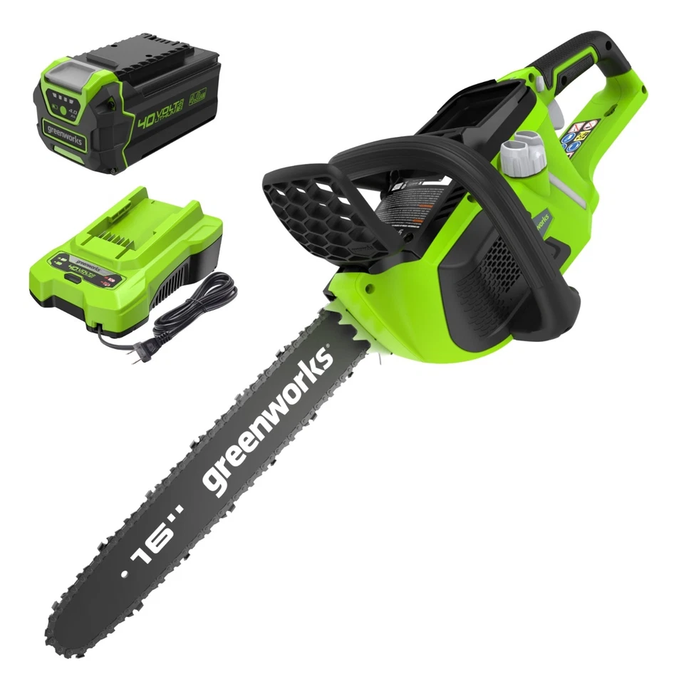 Greenworks 40V 16 inch Chainsaw 1500W Brushless with 4Ah Battery and 2A Charger