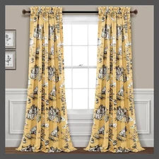 Set of 2 (84"x52") French Country Toile Light Filtering Window Curtain Panels