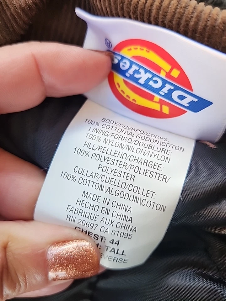 Mono de pato aislado Dickies genuino con cremallera de algodón para hombre 44 alto tostado RN20697 Foto 4 de 4