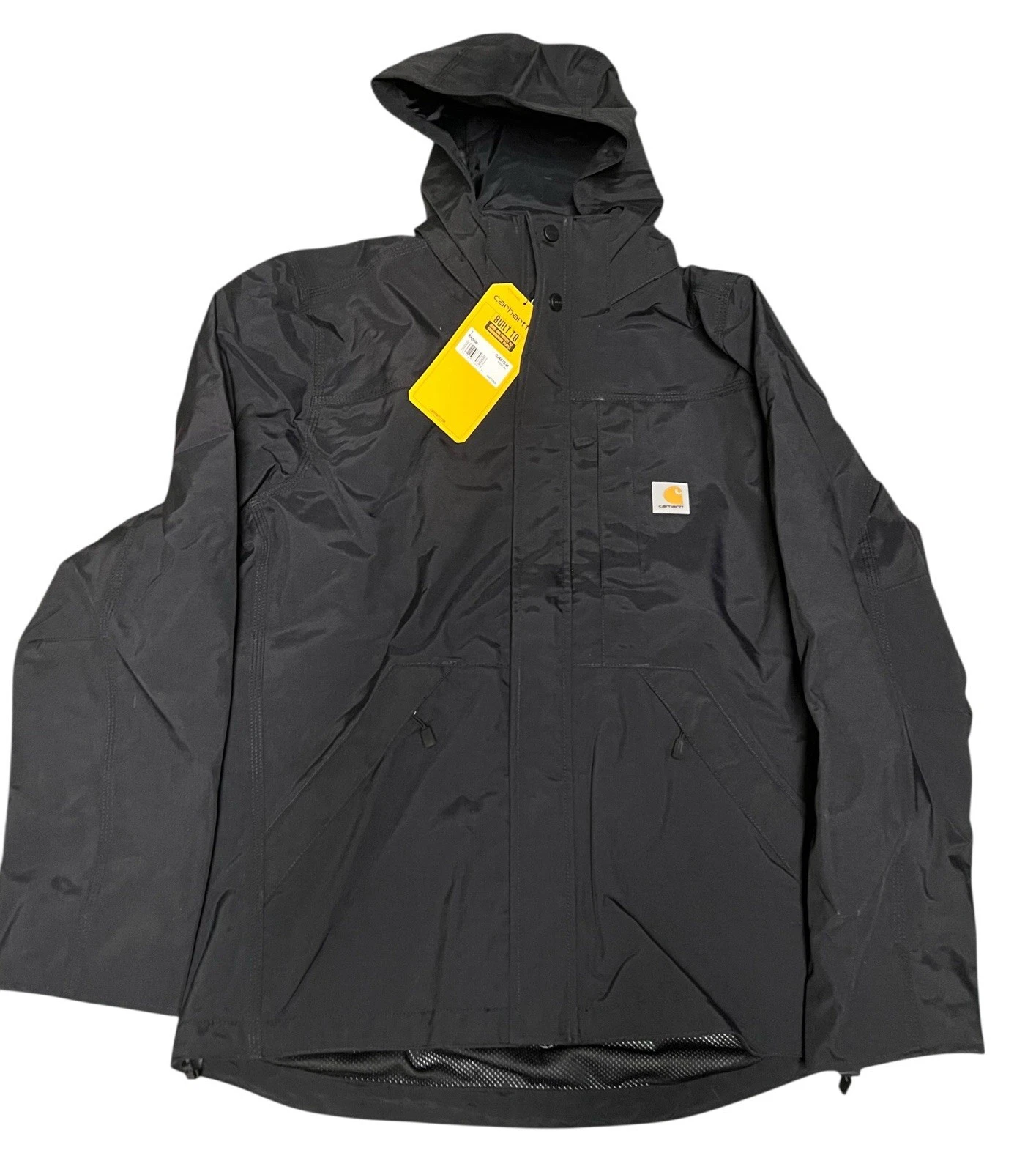 Carhartt Jacket Mens Shoreline Small Black Storm Defender Hood Zip Up 104670 NWT