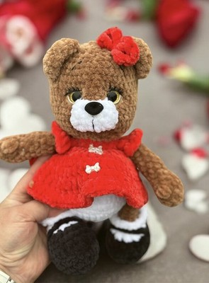 Handgefertigtes gehäkeltes Amigurumi weiches Plüschtier Bär Mädchen Spielzeug