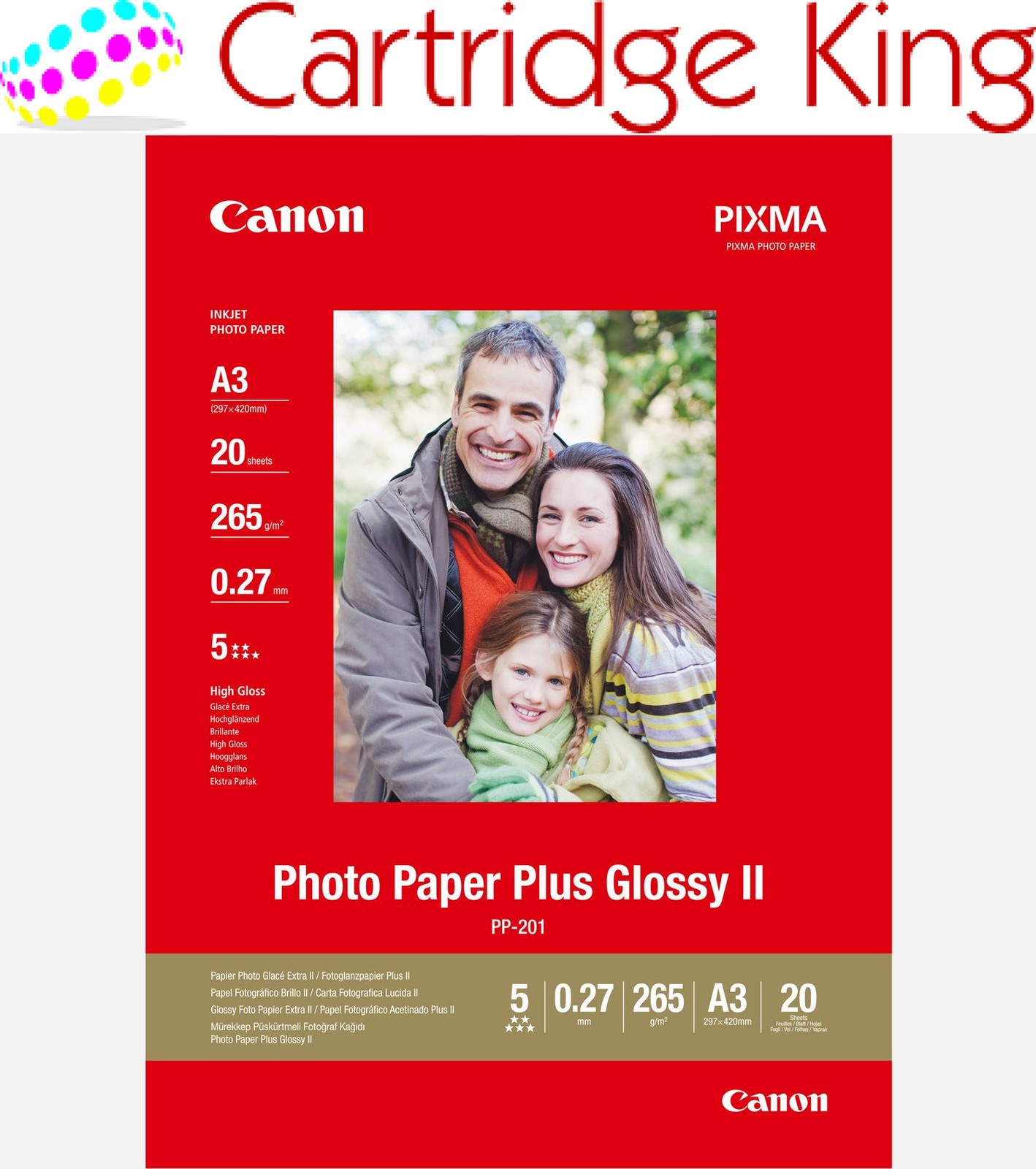 Canon PP-201 Glossy II Photo Paper Plus A3 - 20 Sheets