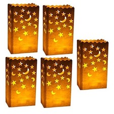 50 pcs White Luminary Candle Bags Special Lantern Luminary Bag with Stars Moon