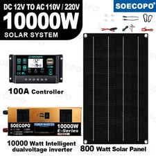 10000W Inverter 800WSolar Panel Solar Power Generator 100A Home 110V Grid System