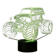 New 7-Color Change Large Grave Digger Monster Tractor 3D Desk Lamp Night Light C