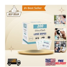 200 Count Lens Wipes for Eyeglasses Eyeglass Lens Cleaning Wipes Pre-moistene...