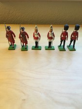 BRITAINS VINTAGE SET OF SIX, SCOTS GUARDS, BEEFEATERS AND LIFE GUARDS