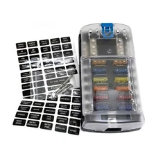 12 Circuit Fuse Block With Negative Busbar and ABS Housing for Vehicles Boats