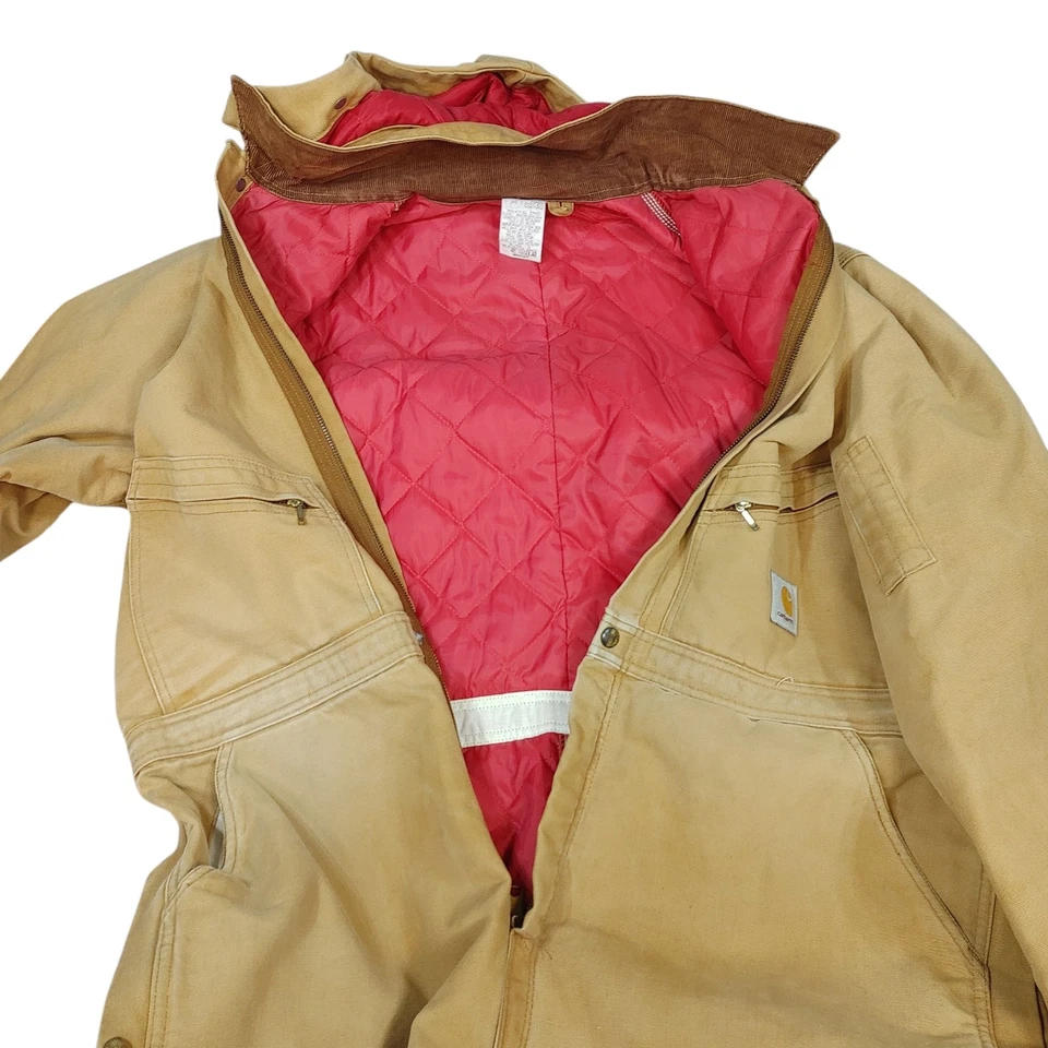 Vintage Carhartt 996QZR Duck Canvas Insulated Red Quilt Coveralls Men’s 48R USA  - Image 3 of 4