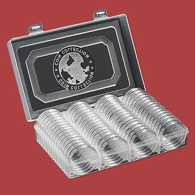 60 Stück Münzkapseln Ø 41,00 mm in Kunststoff Box,  zB. US Eagle, AUS Koala uä