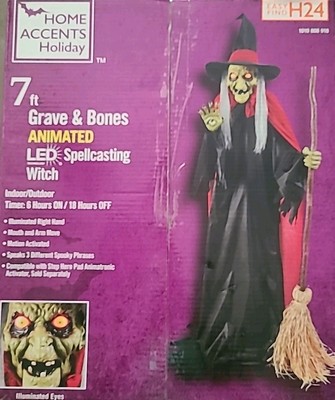 7 foot grave and bones animated.L e d spell cast in witch