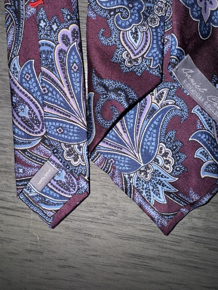 Daniel Cremieux Limited Edition 100% Italian Silk 7-Fold Tie Maroon Paisley - Image 3 of 4