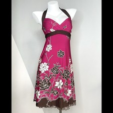 Y2K Vintage Pink Floral Halter Dress Size S