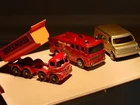 Lot Of 3 Diecast Trucks, Lesney Matchbox And Corgi;  Hoveringham Tipper Van Fire