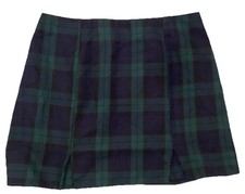 Tartan Skirt Alexia Admor Plaid Mini Size 12 Green Blue Zip Back Lined Preppy