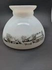 Vintage CURRIER and IVES 8" Milk Glass Shade Winter Farm Scene Lampshade