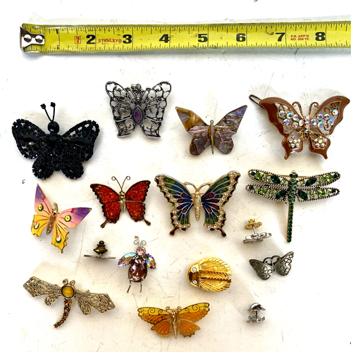 Broche Vintage Papillons Métal Mixte - Bijou Orné Insecte 4.25 Pouces, Occasion