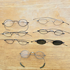 Antique lot of 7 pair wire rim spectacles eyeglasses bifocals