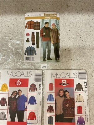 3 Vintage Sewing Patterns McCall's Simplicity Men's Women's Outterwear UNCUT