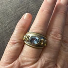 Ross Simons Look A Like Vintage Costume Jewelry Ring Blue Topaz Etruscan style