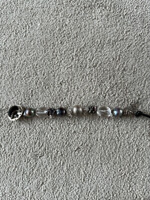 Deeta By Design black pearl sterling silver cross charm bracelet Southwestern