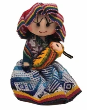 Peruvian Peru 4" Folk Art Doll with Baby Decor Collectible