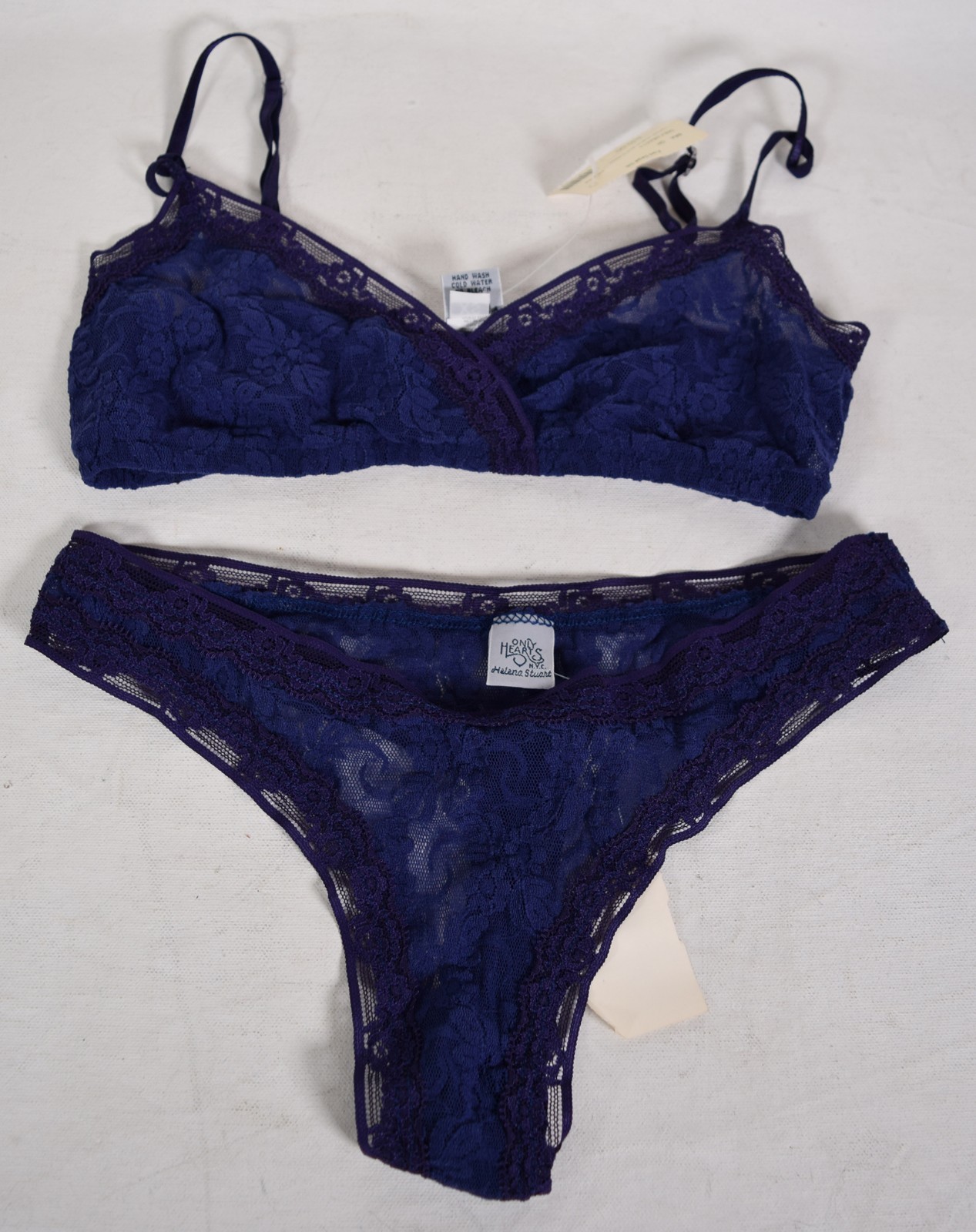 Only Hearts Womens Silk Stretch Lace Bralette XS Thong Bra Set NWT Only Hearts Womens Silk Stretch Lace Bralette XS Thong Bra Set NWT