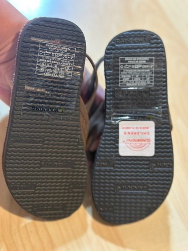 Rainbow Sandals Kid Unisex Leather Single Layer With Heel Strap Brown Size 9/10 - Picture 2 of 4