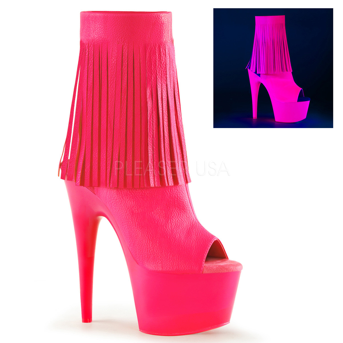 Pleaser 7 rosado Mate flecos botas al Tobillo Puntera Abierta Pleaser 7 Mate rosado Mate 7 flecos botas al Tobillo Puntera Abierta c70ef8