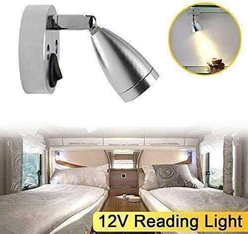 2x 12V LED Spot Leselampe Wandleuchte Mit Touch Schalter Wohnmobil Wohnanhänger - Foto 3 di 12