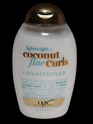 OGX Lightweight + Coconut Fine Curls Conditioner Sulfate Free Hair Care 13 fl oz