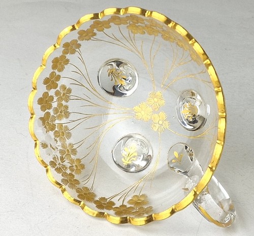 1. von 4. Jugendstil Tasse Glas Gold Handschliff Josephinenhütte um 1920 P849 - Picture 11 of 12