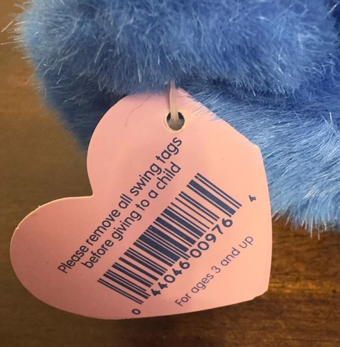 SWIBCO Vintage Puffkins SKYLAR Bear Tag 6671 Blue Round Beanie Ball Plush Toy - Picture 9 of 11