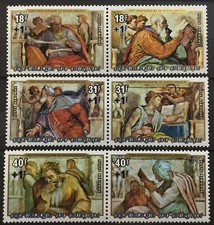 BURUNDI #CB35-CB37. PAIRES HORIZONTALES, 500ème ANNIVERSAIRE NAISSANCE MICHELANGE.  MNH
