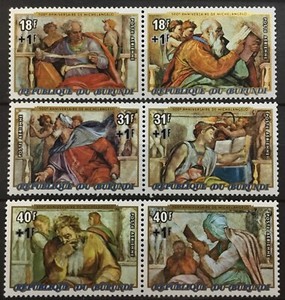 BURUNDI #CB35-CB37. HORIZONTAL PAIRS, 500th ANNIVERSARY BIRTH MICHELANGELO.  MNH