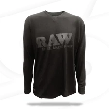RAW Long Sleeve V-Neck Shirt | Black on Black