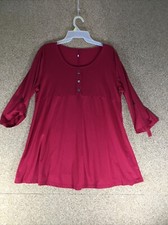 Red Dress/Shirt 2XL Med Length Button Sleeve (d16)