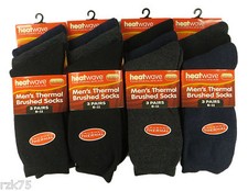 12 Pairs Men's Black Thermal Socks, Warm Work Boot Socks By Heatwave®  Size 6-11