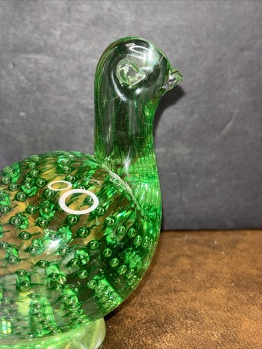 Clear Green Tinted Glass Art Controlled Bubble Dove Bird Paperweight Figure Deco - Picture 4 of 13