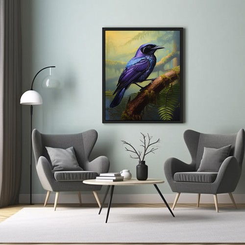 Tropical Fruitcrow Bird, Jungle Bird Poster, Wall Art Decor, Exotic Bird Art - Picture 4 of 4