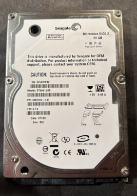 Seagate Momenlus 5400.2 60 Gig. Model # ST 98612AS Disk Drive