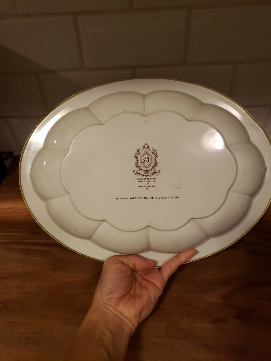 Vintage Daher Decorated Ware 11101 England Tin Oval Tray Floral | eBay